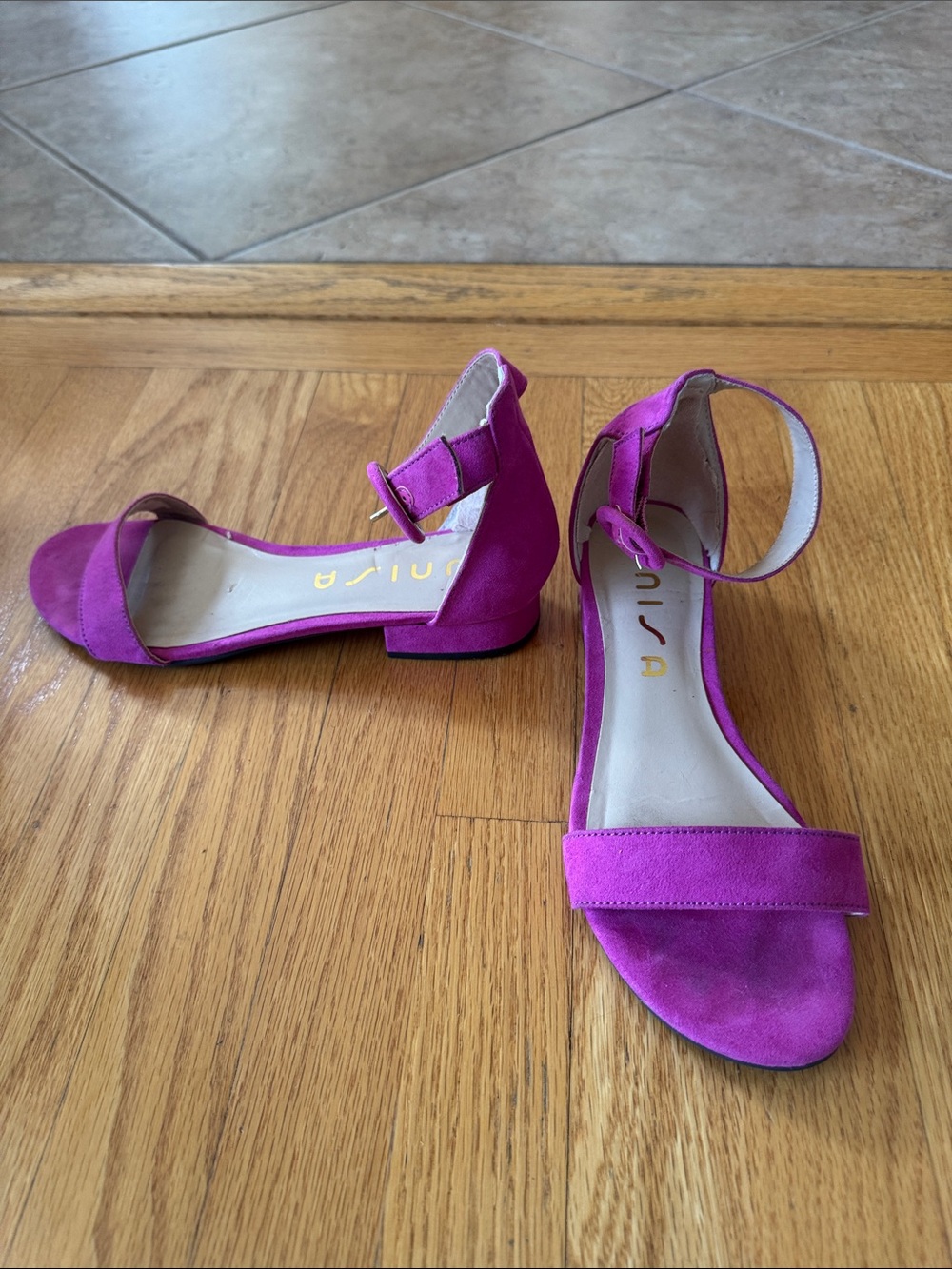 Unisa Fuchsia Suede Ankle-Strap Sandals